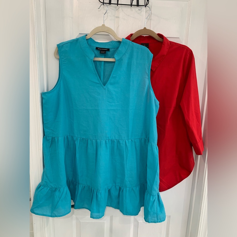 Ashley Stewart Turquoise and Red Tops